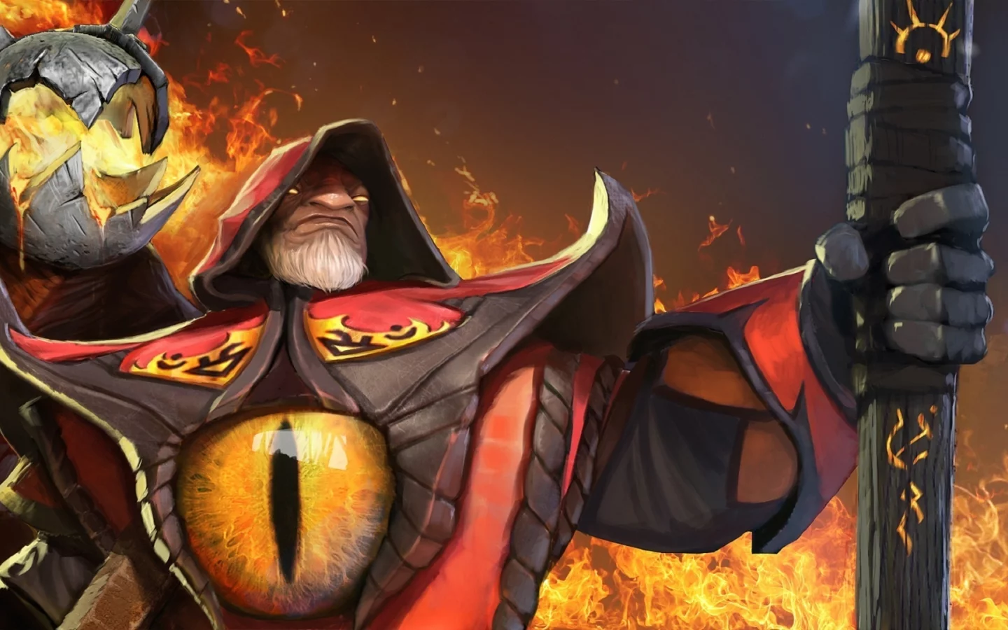 art, game, игра, valve, warlock, 2666x1080, арт, eye, глаз, defence of the ancients, dota2, fire, огонь, golem