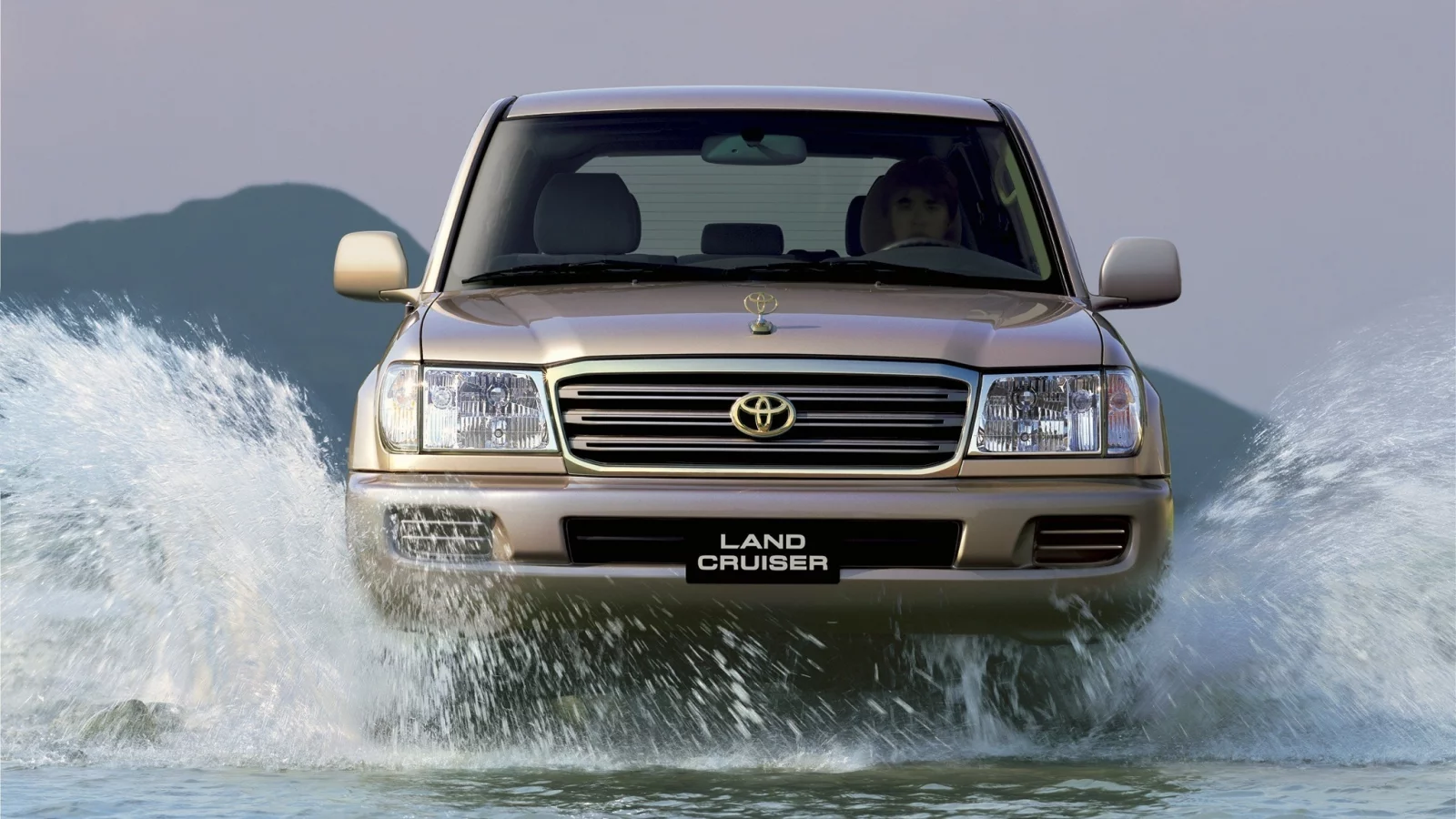 land cruiser, 100vx, вода, брызги, toyota