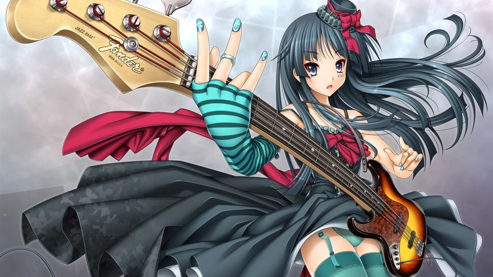 гитара, mio akiyama, k-on, мио, легкая музыка, кэйон