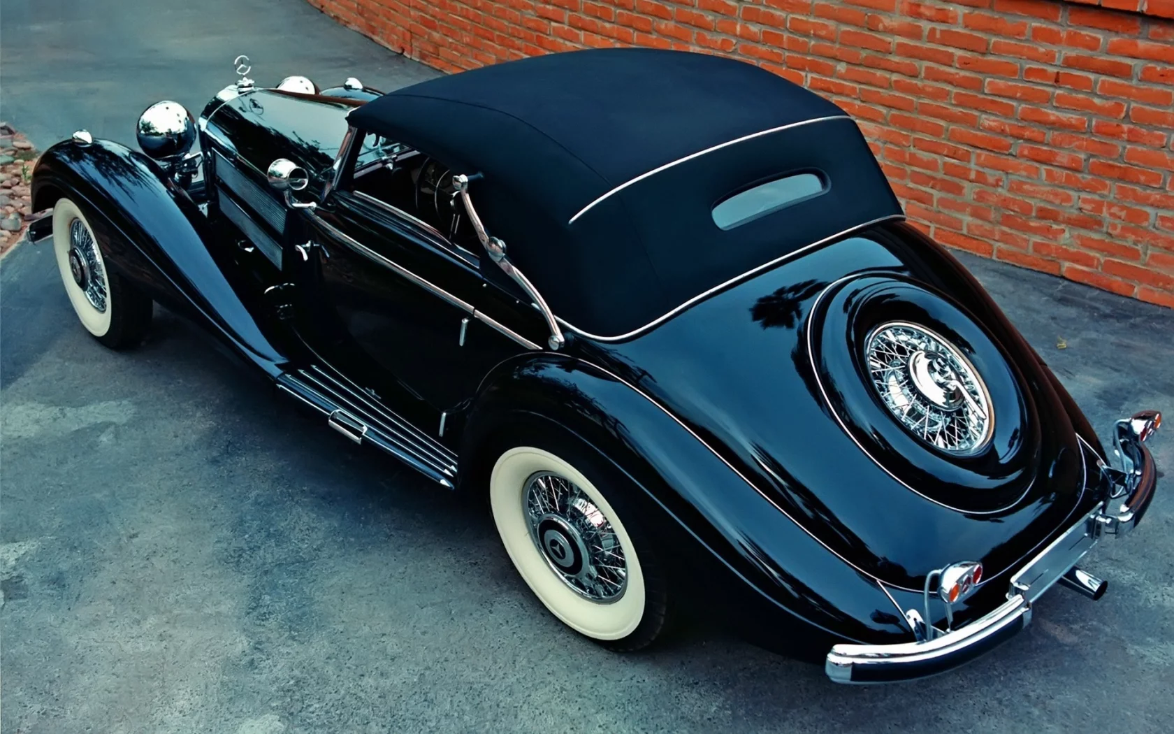 стена, кирпич, дорога, 540k cabriolet b 1936