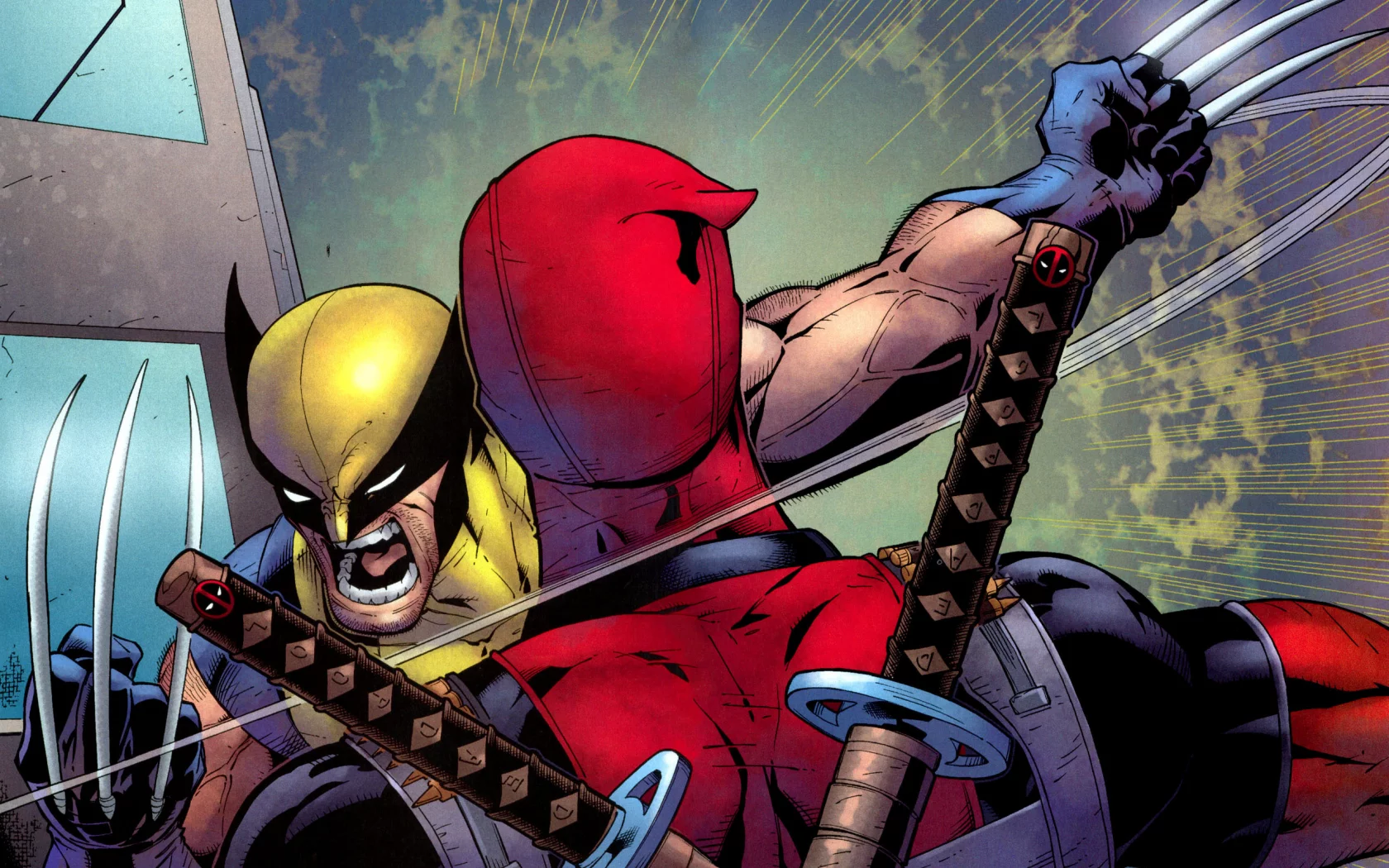 marvel, гнев, comics, росомаха, x men, wolverine, комикс, сабли, gun, heroes, deadpool, ninja, бой