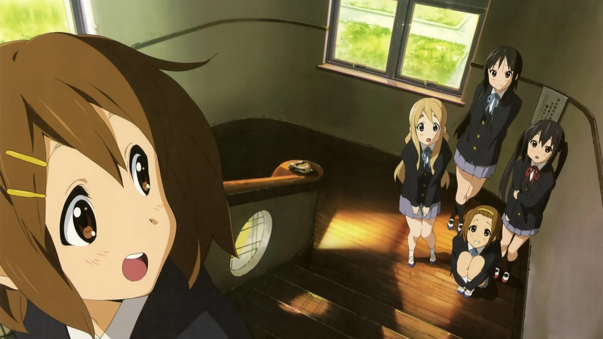 мио, лестница, k-on, адзуса, ритсу, муги, школа, юи