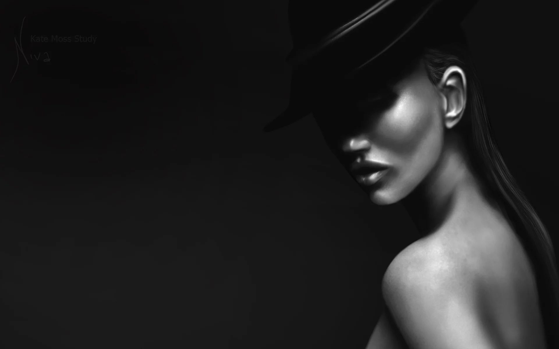 кейт, шляпа, девушка, модель, мосс, kate moss, темный фон