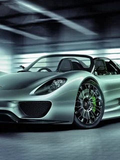 фон, спорткар, гараж, porsche 918 spyder, металлик, стоянка
