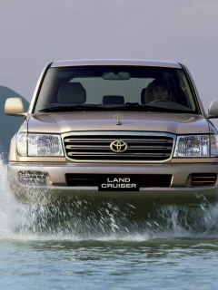 land cruiser, 100vx, вода, брызги, toyota