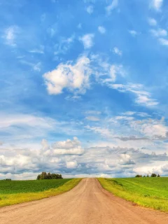 поле, пейзаж, просёлочная, wallpaper, облака, дорога, небо, бои, природа