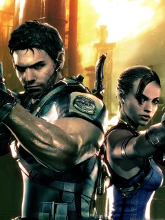 шева, крис, residen evil 5, оружие, игра
