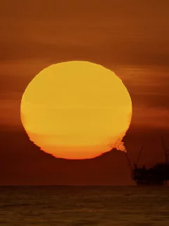 закат, платформа, море, солнце
