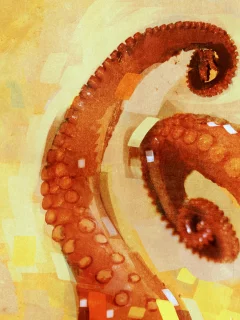 octopus, рисунок, осьминог