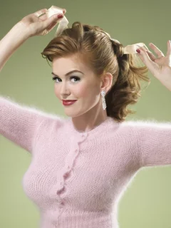 улыбка, губки, кофточка, ретро, isla fisher