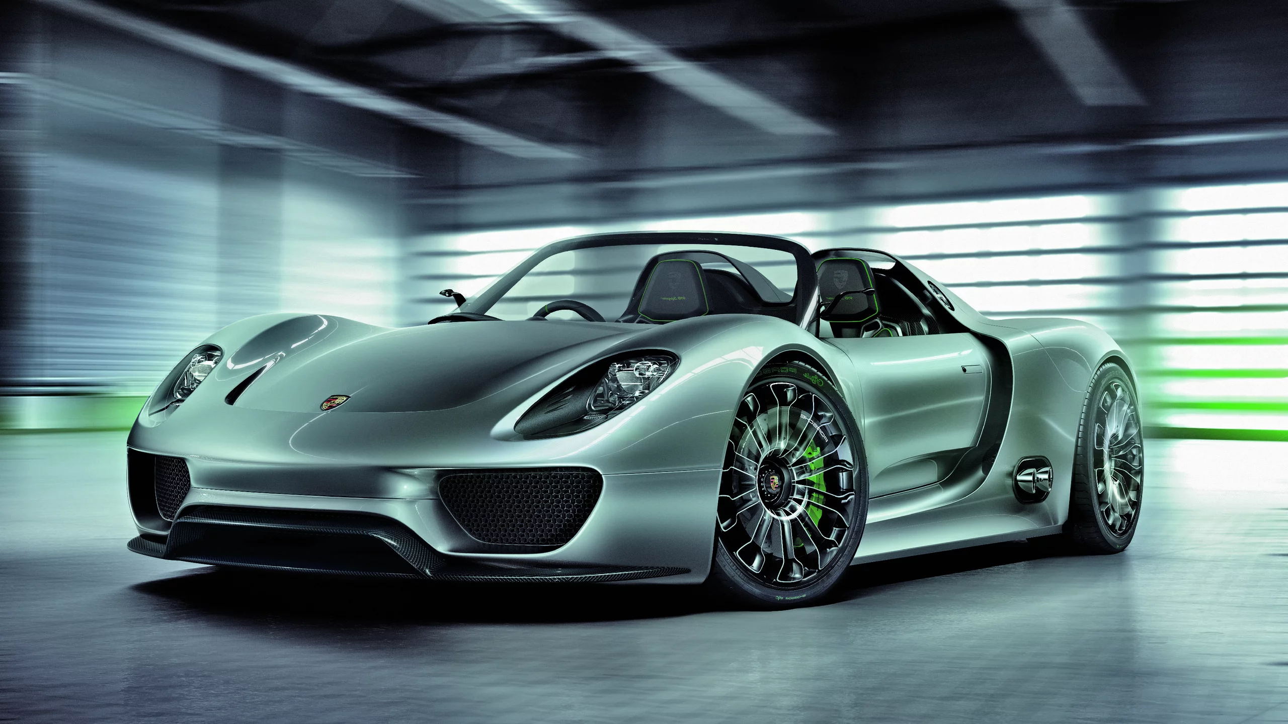 фон, спорткар, гараж, porsche 918 spyder, металлик, стоянка