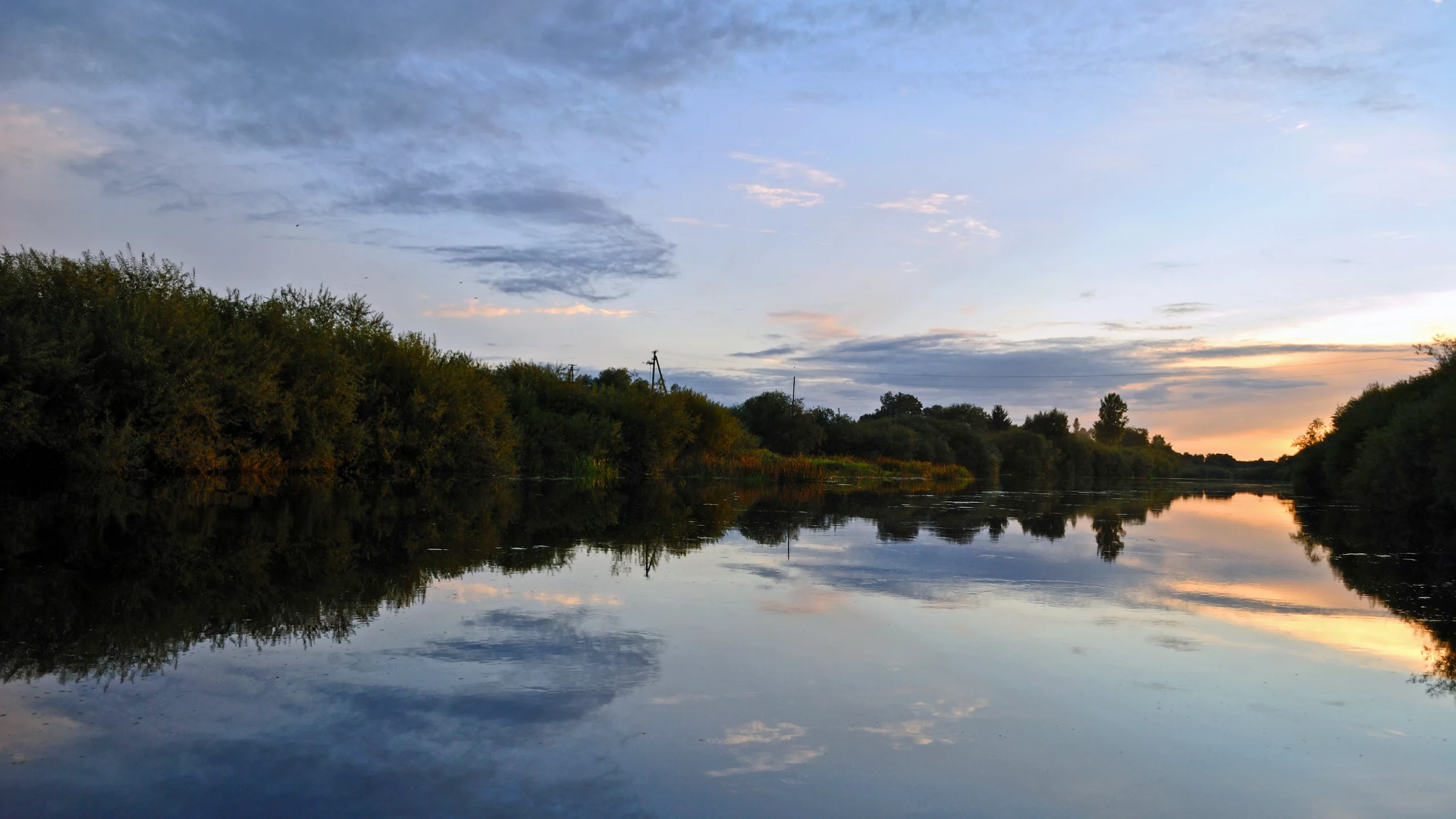 вечер, река, деревья, тишь да гладь, отражение, nature wallpaper, зелень, river