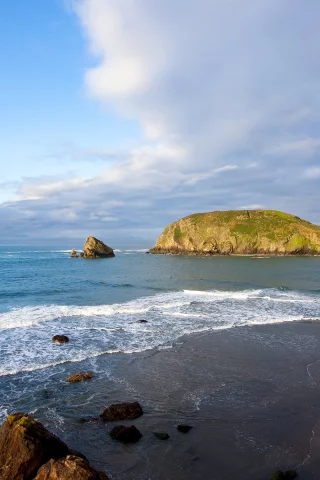 горизонт, море, скалы, облака, бриз