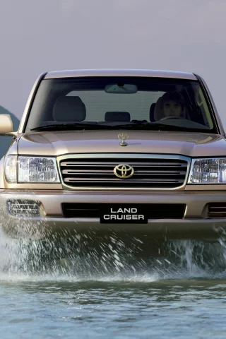 land cruiser, 100vx, вода, брызги, toyota