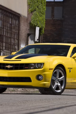 2010, город, улица, шевроле, здания, chevrolet, полосы, авто, special edition, камаро, дорога, дома, transformers, camaro