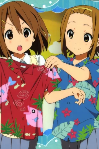 k-on, футболки, адзуса, мио, юи, муги, примерка, ритсу
