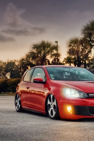 mk6, bagged, gti, volkswagen, tornado red