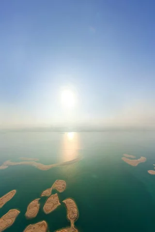 море, острова, солнце, город