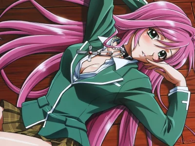розовые волосы, девушка, rosario + vampire, акасия мока, akashiya moka
