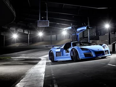 суперкар, gumpert, стадион, ночь, фонари, apollo s, трек