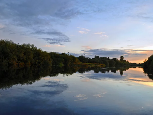вечер, река, деревья, тишь да гладь, отражение, nature wallpaper, зелень, river