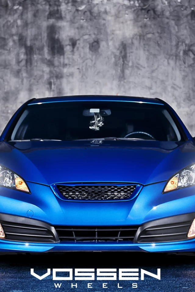 стена, хёндай, vossen wheels, blue, genesis, hyundai, синий, асфальт