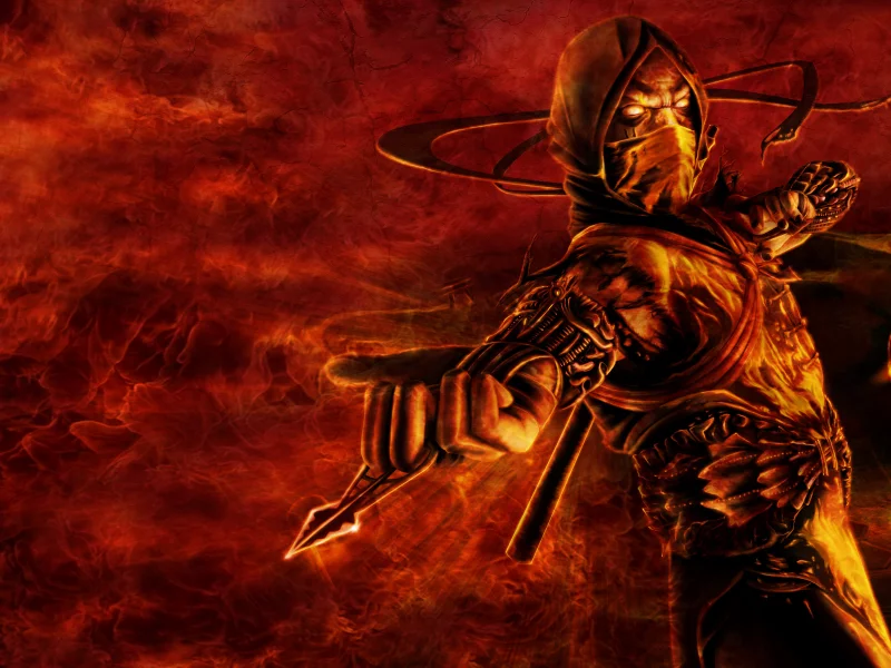 череп, scorpion, скорпион, ninja, mortal kombat, ниндзя, огонь, ад