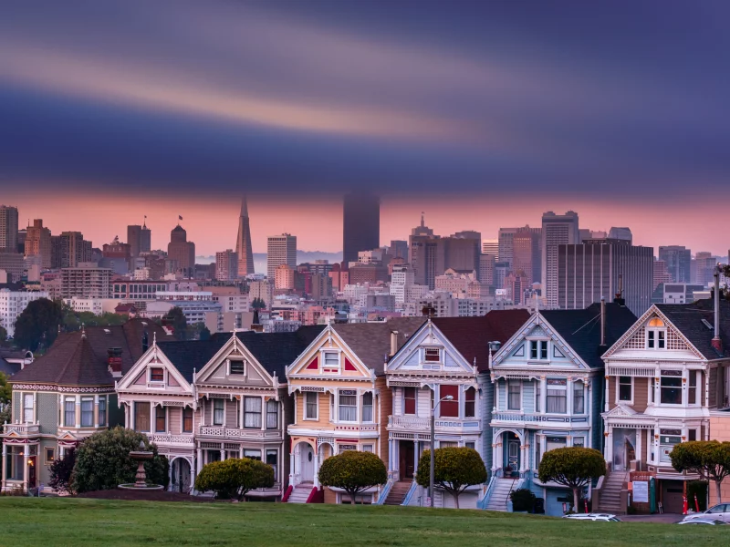 сан-франциско, usa, san francisco, сша, california, alamo square, город