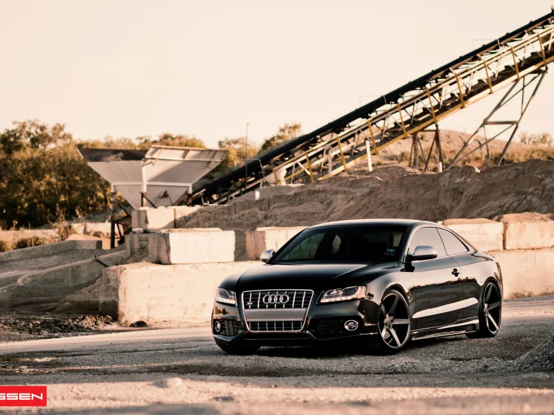 тюнинг, плиты, мост, audi, s5, дорога, стройка, диски, небо