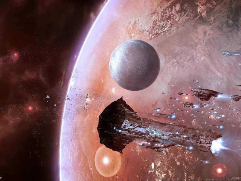 флотилия, корабли, планета, звезды, космос, eve online, астероиды