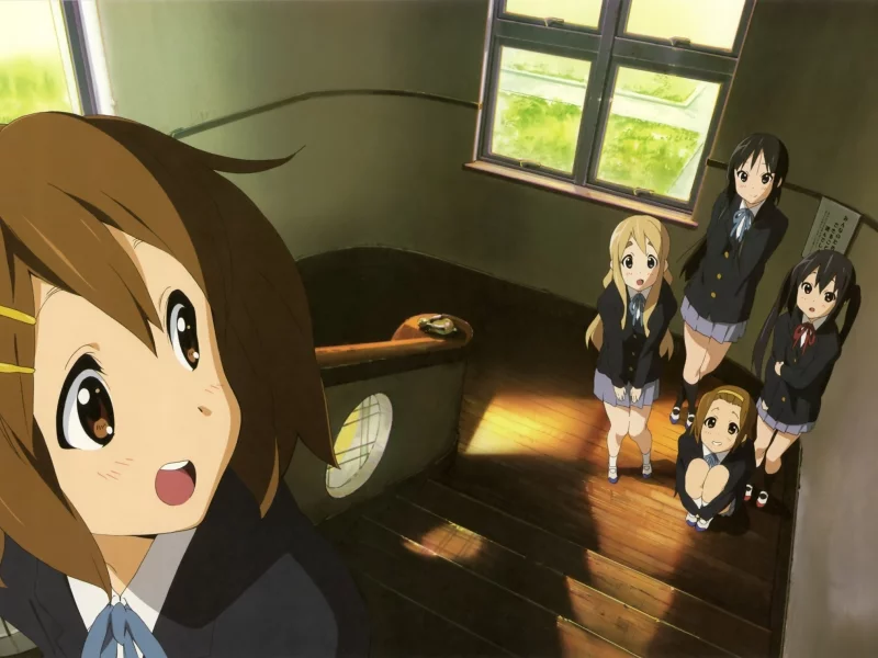 мио, лестница, k-on, адзуса, ритсу, муги, школа, юи