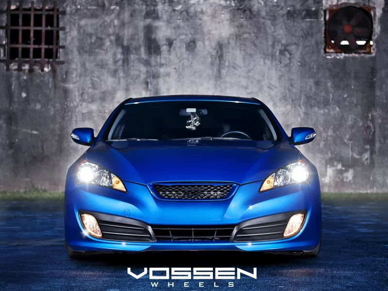 стена, хёндай, vossen wheels, blue, genesis, hyundai, синий, асфальт