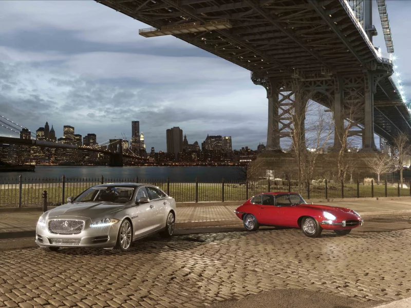 мост, небоскрёбы, new-york, авто, брусчатка, нью-йорк, xj, город, улица, ягуар, дорога, e-type, машина, wallpaper, ретро, cars, обои, jaguar