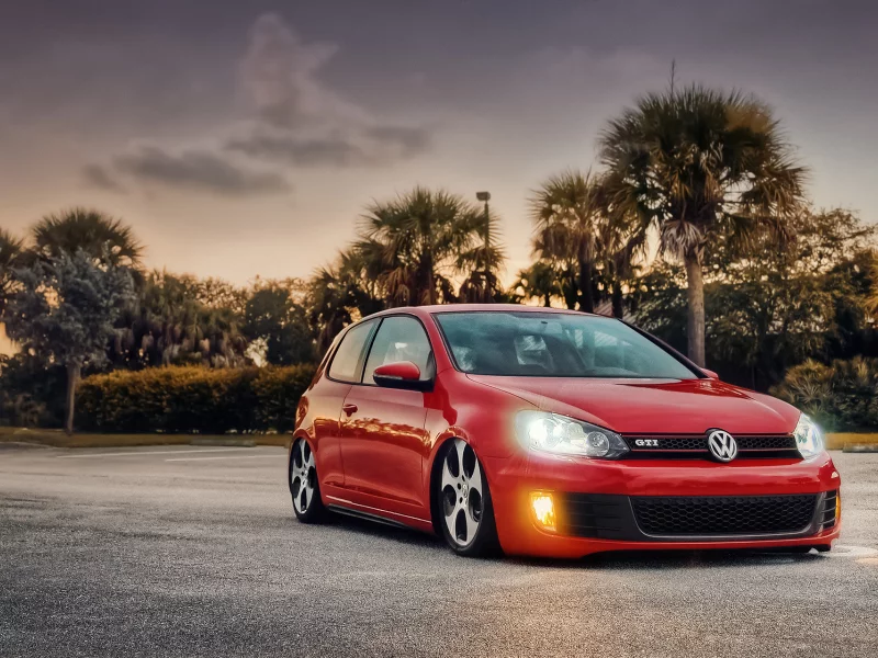 mk6, bagged, gti, volkswagen, tornado red