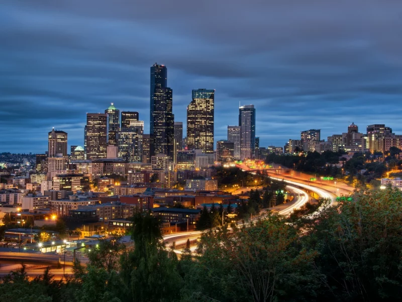 вашингтон, огни, seattle, downtown, сиэтл, night, washington, ночь