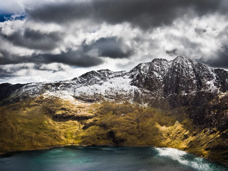 гора, горы, snowdon, море, вода, the uk, wales, океан
