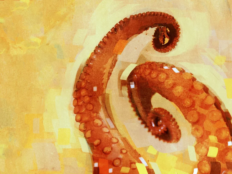 octopus, рисунок, осьминог