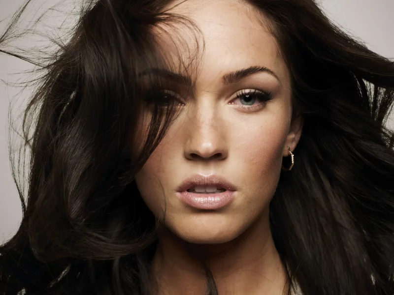 волосы, глаза, лицо, взгляд, megan fox, меган фокс, губы, серьги