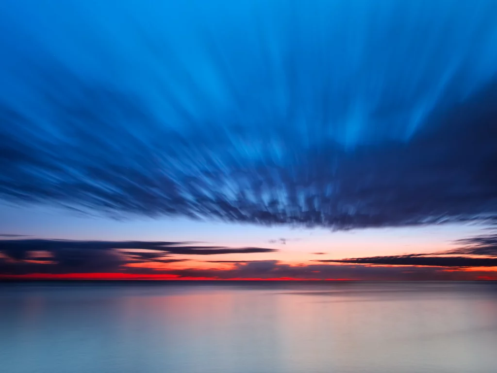 sunrise, morning, clouds, ocean, восход, океан, утро, облака