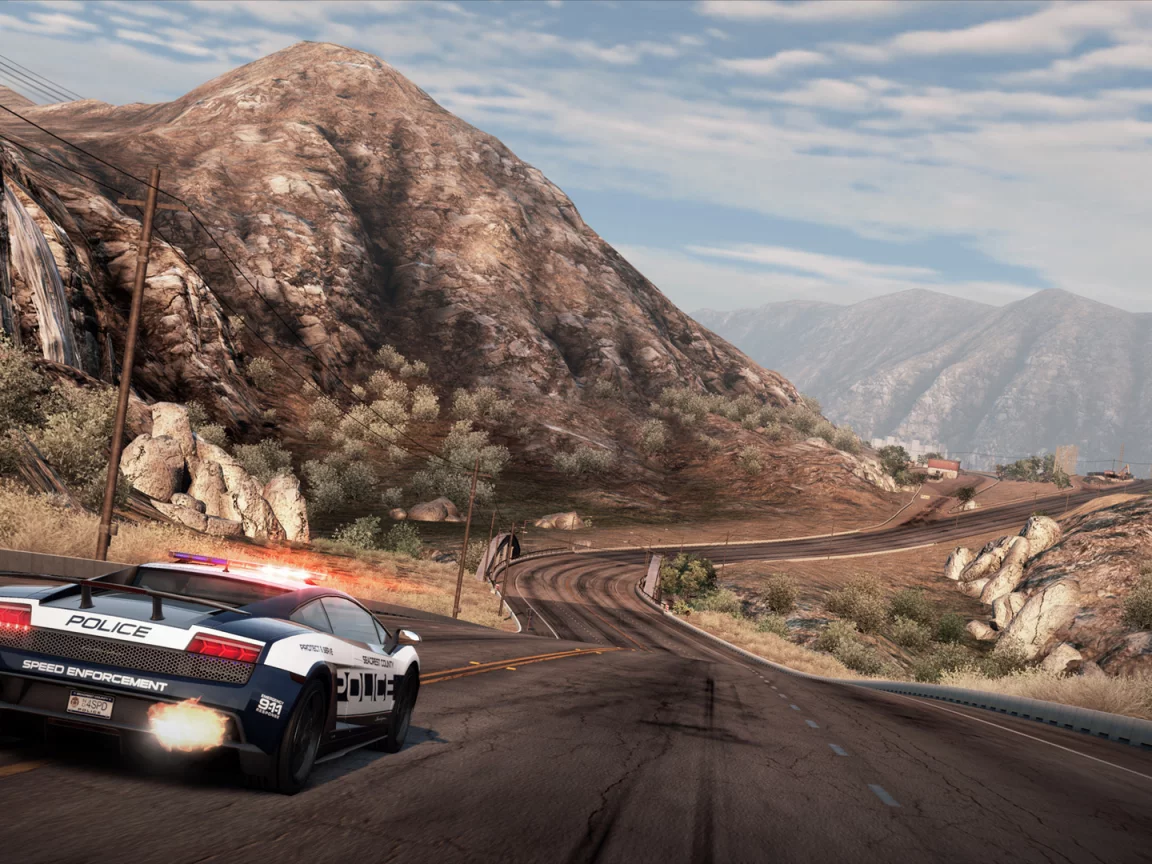 полиция, трасса, need for speed hot pursuit, lamborghini, шоссе, горы