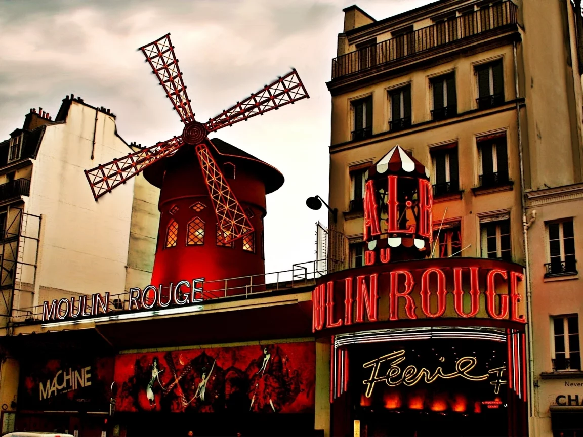 муленруж, дома, moulin rouge, город