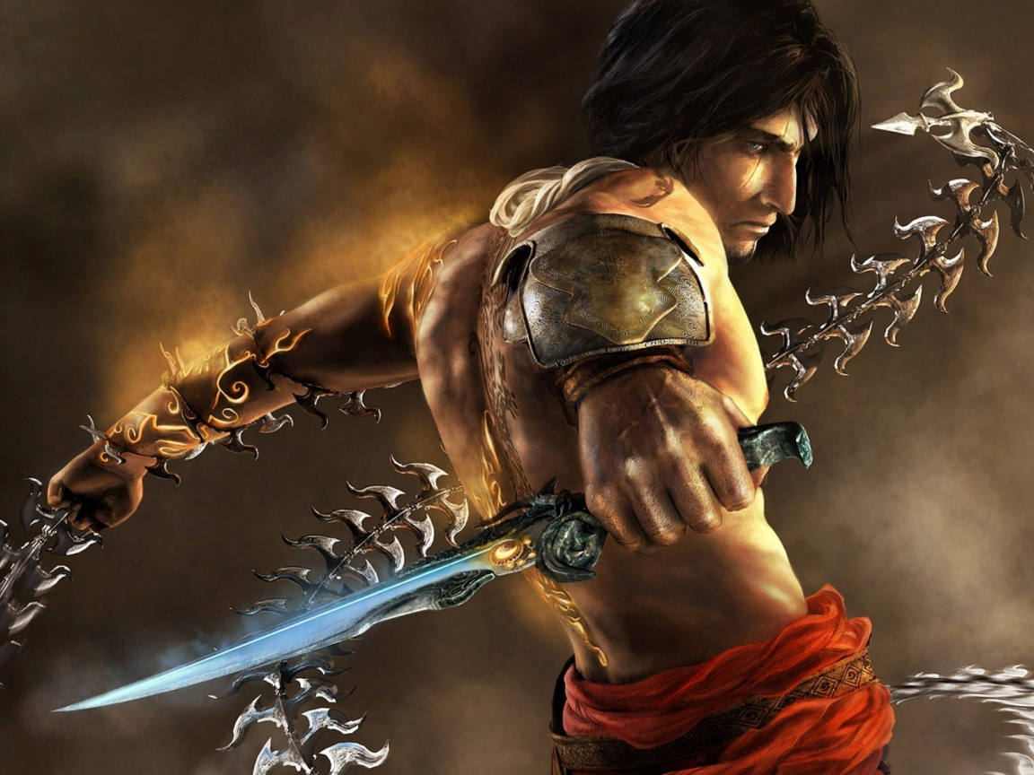 Картинка на рабочий стол обои из игр, два трона, оружие, beautiful game  wallpapers, the two thrones, warrior, prince of persia, кинжал, принц  персии 1152 x 864