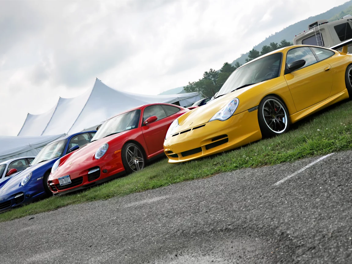 четвёрка, палатки, красный, белый, porsche, жёлтый, синий, цвет, выставка