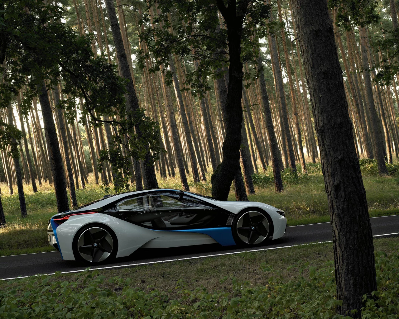 bmw, dynamics, лес, обои, vision, прототип, дорога, сосны