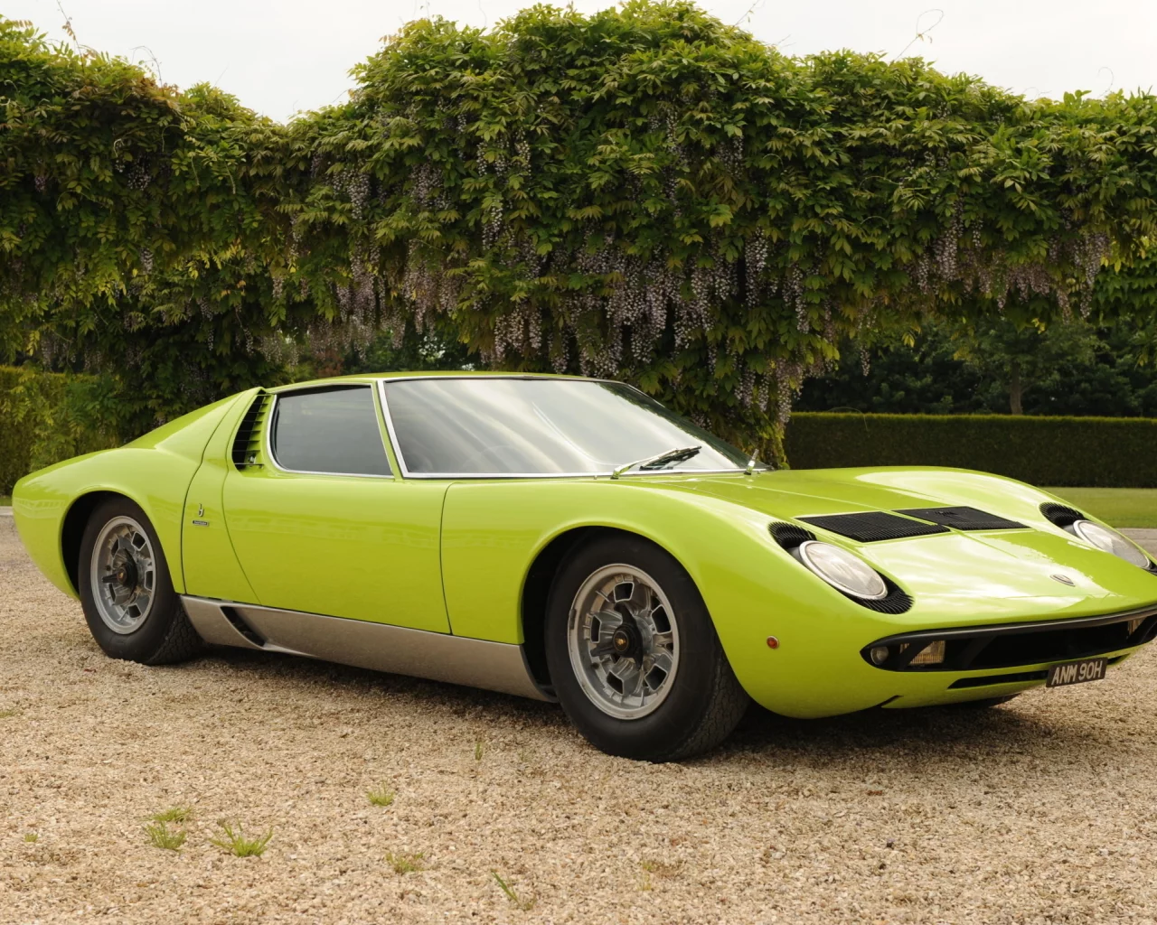 lamborghini, p400, s, кусты, фары, 1969, miura, миура, зелёный, ламборгини, суперкар, передок