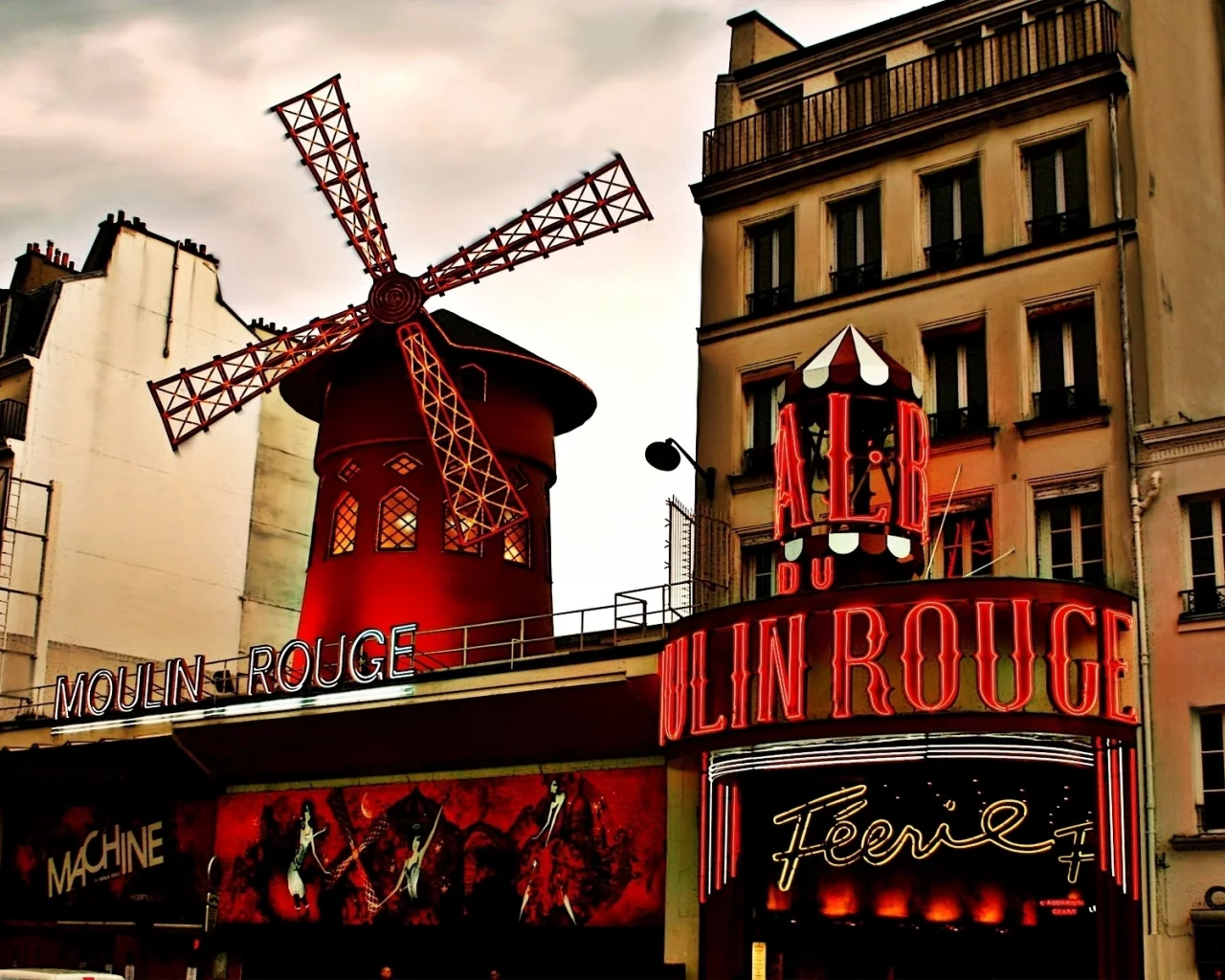 муленруж, дома, moulin rouge, город