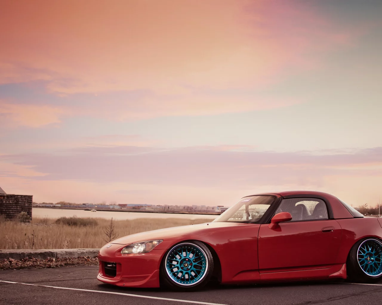 небо, honda, закат, s2000