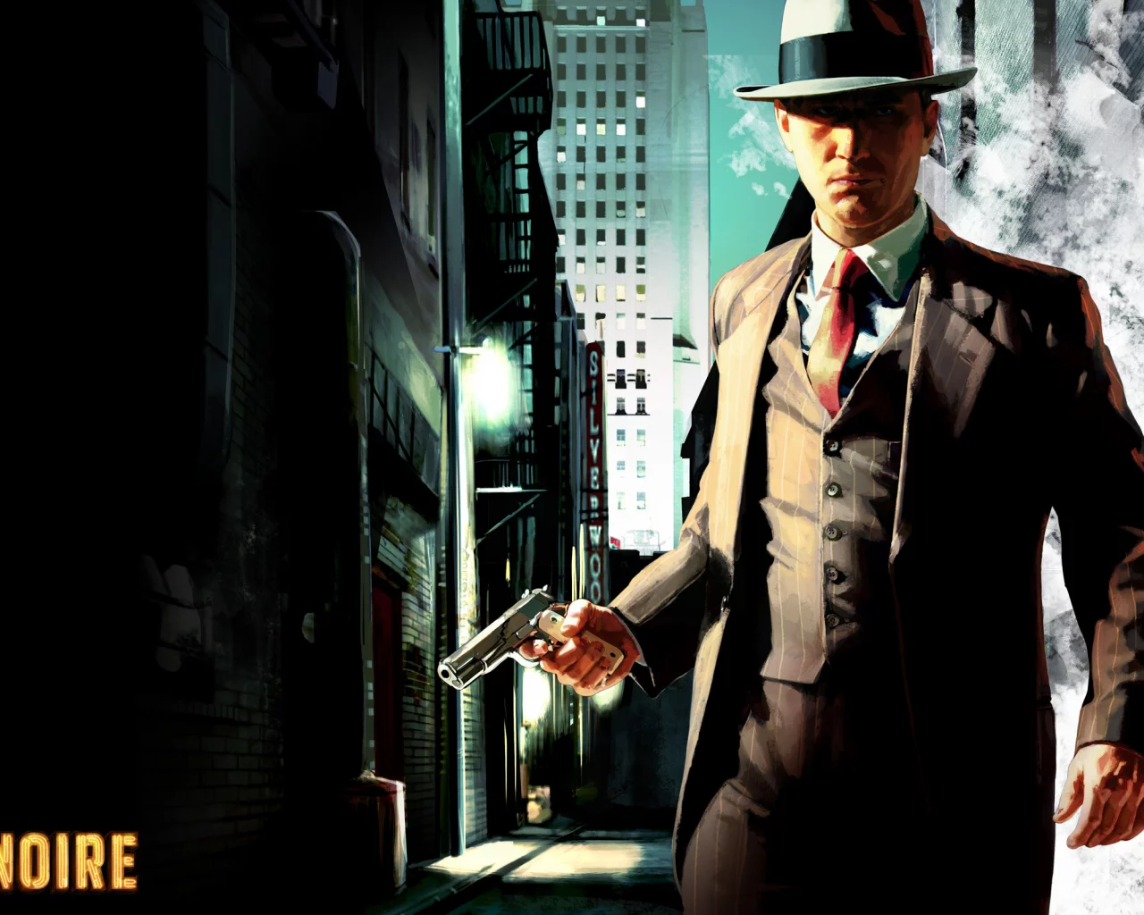 лос-анджелес, rockstar games, пистолет, la noire