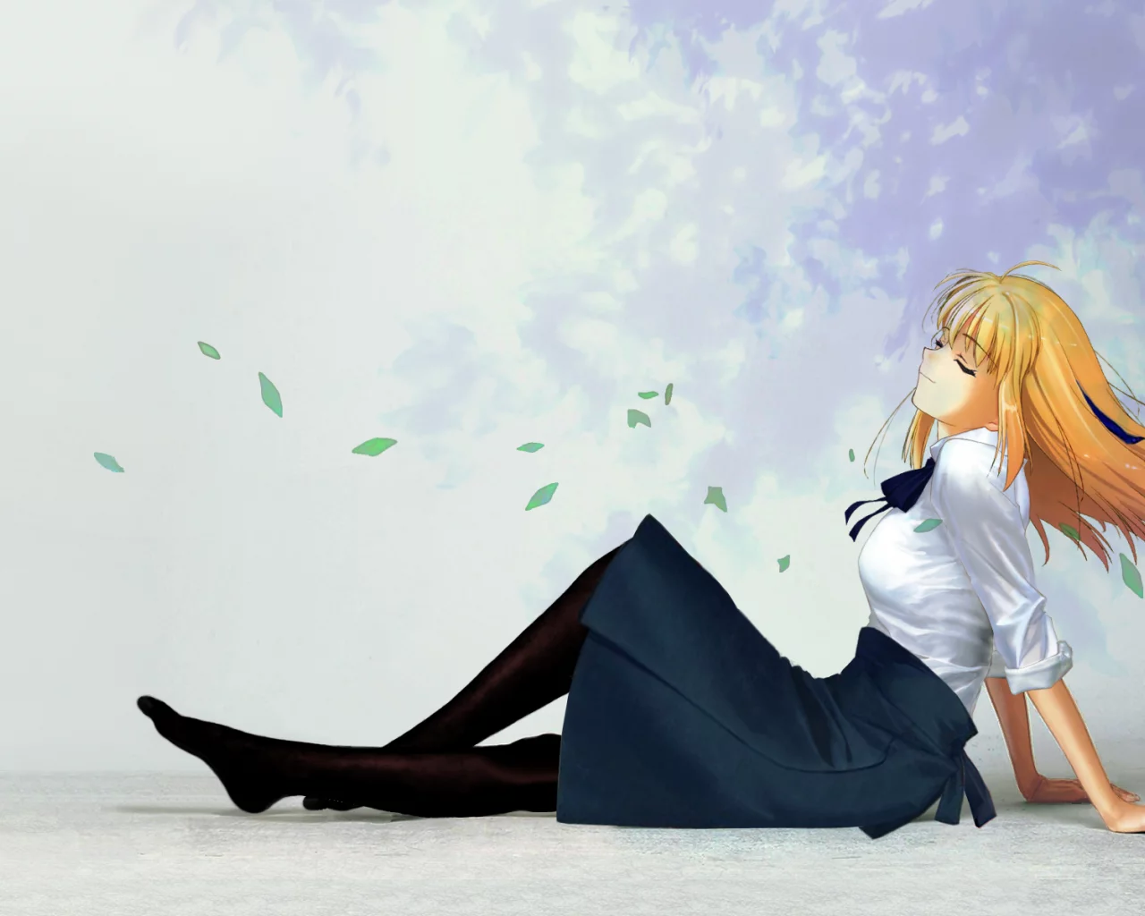 девушка, ветерок, fate stay night, волосы