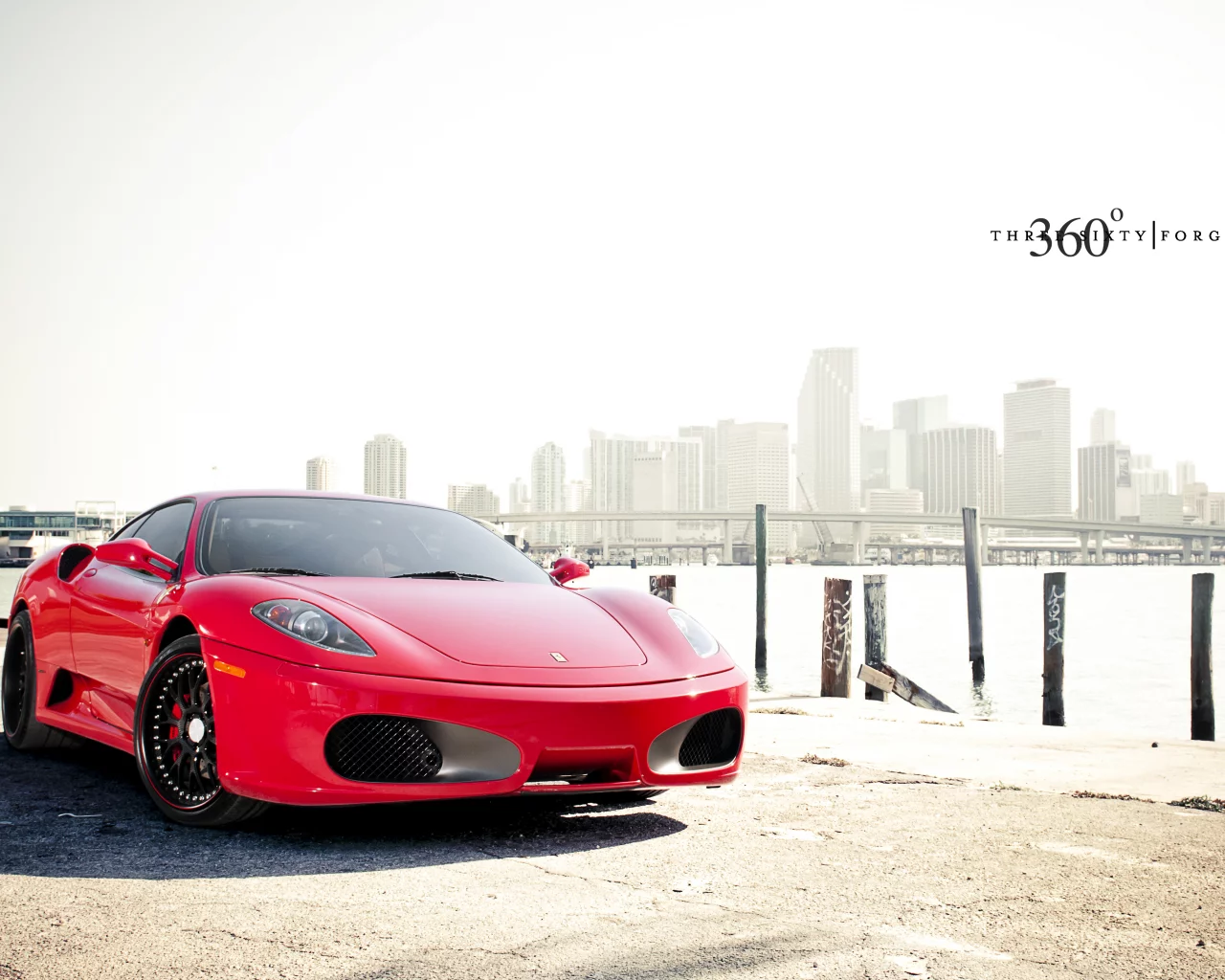 мост, передняя часть, феррари, ferrari, 360 three sixty forged, f430, небоскрёбы, красный